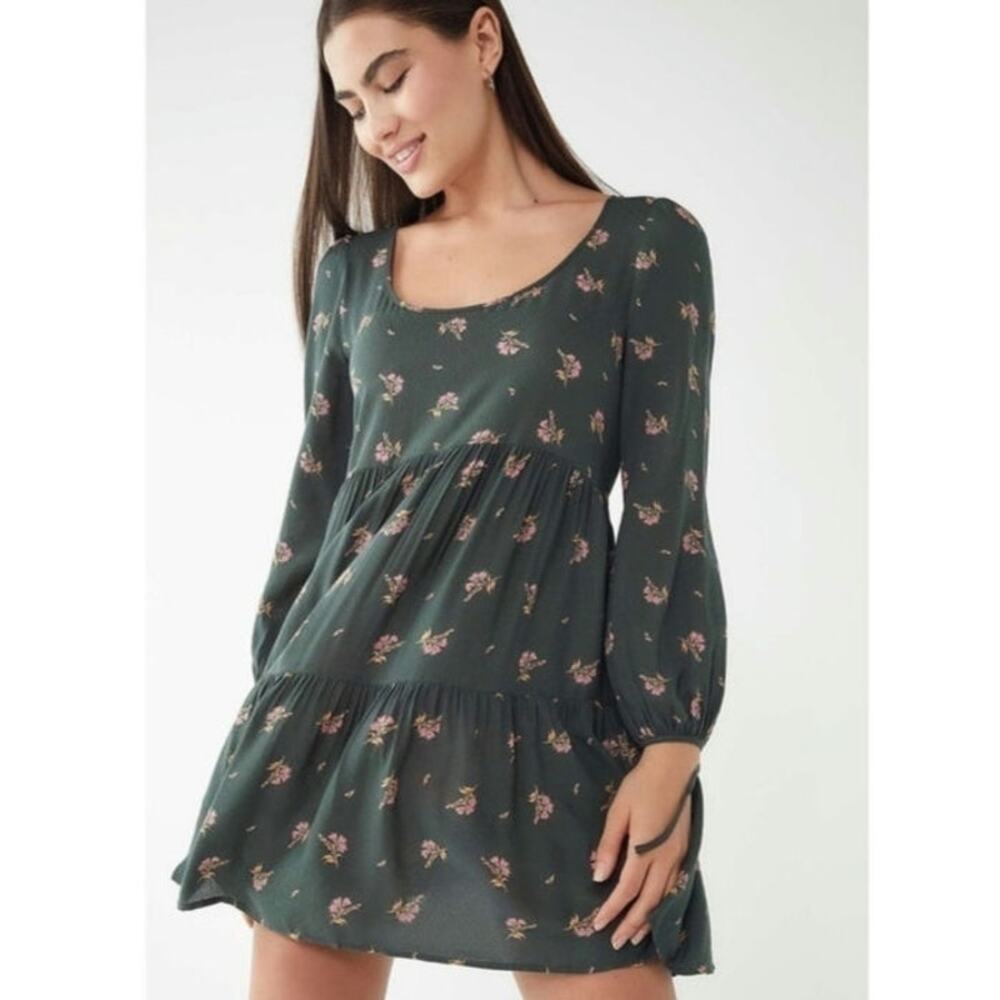 Urban Outfitters Mindy Frock Dress XS Womens Long Sleeve Floral Cottage Core